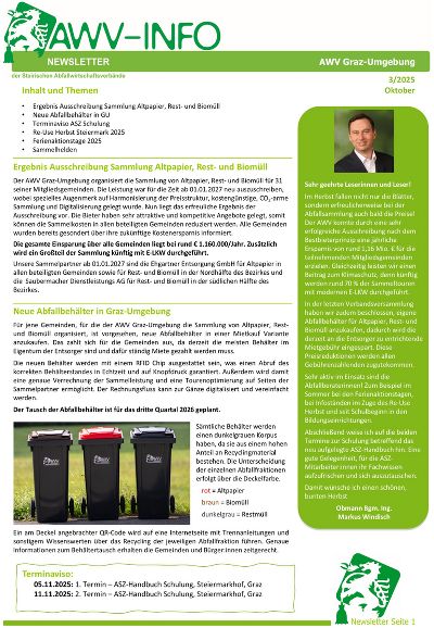 Erste Seite des dritten Newsletter im Jahr 2025.