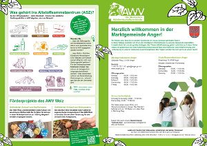 Flyer mit Informationen zur Abfallentsorgung in der Gemeinde, inklusive Öffnungszeiten des Altstoffsammelzentrums.