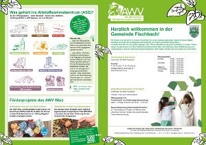 Flyer mit Informationen zur Abfallentsorgung in der Gemeinde, inklusive Öffnungszeiten des Altstoffsammelzentrums.