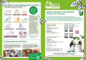 Flyer mit Informationen zur Abfallentsorgung in der Gemeinde, inklusive Öffnungszeiten des Altstoffsammelzentrums.
