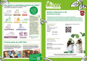 Flyer mit Informationen zur Abfallentsorgung in der Gemeinde, inklusive Öffnungszeiten des Altstoffsammelzentrums.