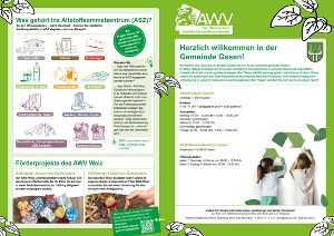 Flyer mit Informationen zur Abfallentsorgung in der Gemeinde, inklusive Öffnungszeiten des Altstoffsammelzentrums.