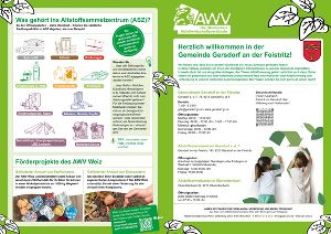 Flyer mit Informationen zur Abfallentsorgung in der Gemeinde, inklusive Öffnungszeiten des Altstoffsammelzentrums.