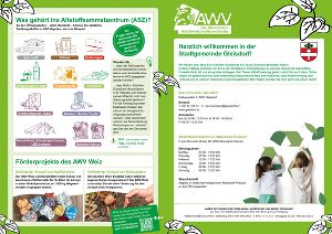 Flyer mit Informationen zur Abfallentsorgung in der Gemeinde, inklusive Öffnungszeiten des Altstoffsammelzentrums.