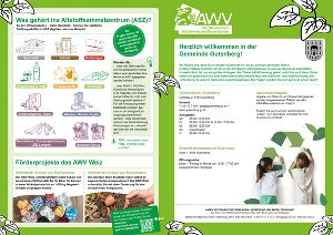 Flyer mit Informationen zur Abfallentsorgung in der Gemeinde, inklusive Öffnungszeiten des Altstoffsammelzentrums.