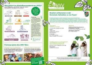 Flyer mit Informationen zur Abfallentsorgung in der Gemeinde, inklusive Öffnungszeiten des Altstoffsammelzentrums.