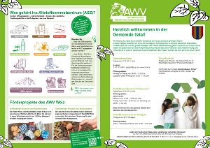 Flyer mit Informationen zur Abfallentsorgung in der Gemeinde, inklusive Öffnungszeiten des Altstoffsammelzentrums.