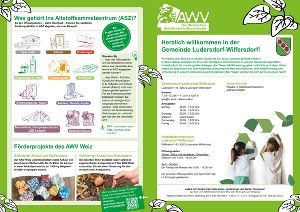 Flyer mit Informationen zur Abfallentsorgung in der Gemeinde, inklusive Öffnungszeiten des Altstoffsammelzentrums.