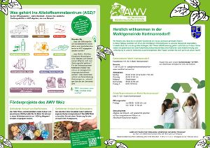 Flyer mit Informationen zur Abfallentsorgung in der Gemeinde, inklusive Öffnungszeiten des Altstoffsammelzentrums.
