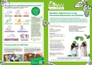 Flyer mit Informationen zur Abfallentsorgung in der Gemeinde, inklusive Öffnungszeiten des Altstoffsammelzentrums.