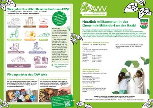 Flyer mit Informationen zur Abfallentsorgung in der Gemeinde, inklusive Öffnungszeiten des Altstoffsammelzentrums.