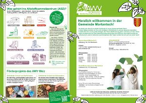 Flyer mit Informationen zur Abfallentsorgung in der Gemeinde, inklusive Öffnungszeiten des Altstoffsammelzentrums.