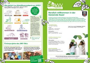 Flyer mit Informationen zur Abfallentsorgung in der Gemeinde, inklusive Öffnungszeiten des Altstoffsammelzentrums.