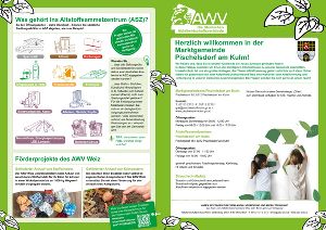 Flyer mit Informationen zur Abfallentsorgung in der Gemeinde, inklusive Öffnungszeiten des Altstoffsammelzentrums.