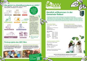 Flyer mit Informationen zur Abfallentsorgung in der Gemeinde, inklusive Öffnungszeiten des Altstoffsammelzentrums.