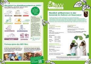 Flyer mit Informationen zur Abfallentsorgung in der Gemeinde, inklusive Öffnungszeiten des Altstoffsammelzentrums.