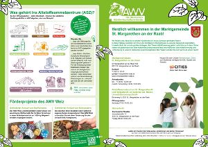 Flyer mit Informationen zur Abfallentsorgung in der Gemeinde, inklusive Öffnungszeiten des Altstoffsammelzentrums.