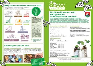 Flyer mit Informationen zur Abfallentsorgung in der Gemeinde, inklusive Öffnungszeiten des Altstoffsammelzentrums.