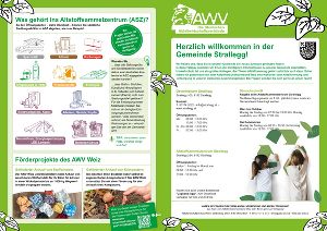 Flyer mit Informationen zur Abfallentsorgung in der Gemeinde, inklusive Öffnungszeiten des Altstoffsammelzentrums.