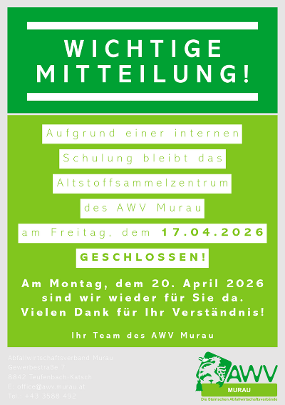 Information Schließung AWV Murau