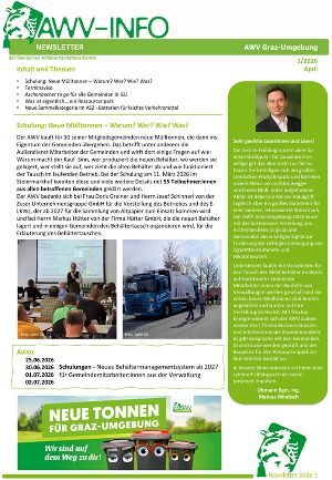 Erste Seite des Newsletters 1/2026 - Text und Bilder