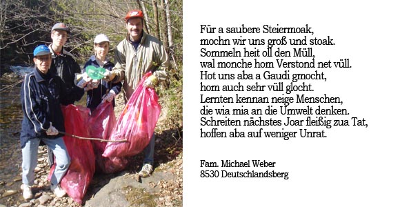 Gedicht der Familie Weber zum Frühjahrsputz 2008