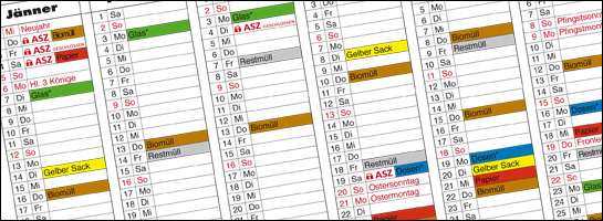 Umweltkalender - Abfuhrtermine Abfallwirtschaftsverband Radkersburg © AWV Radkersburg Umweltkalender - Abfuhrtermine Abfallwirtschaftsverband Radkersburg © AWV Radkersburg