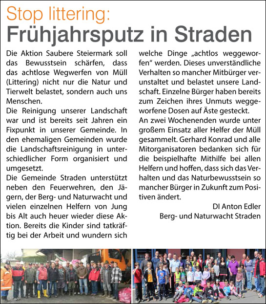 Bericht in der Regionszeitung der Marktgemeinde Straden