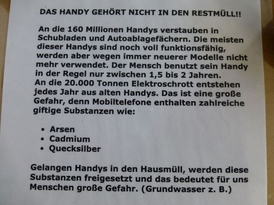 Info zur Entsorgung Info zur Entsorgung