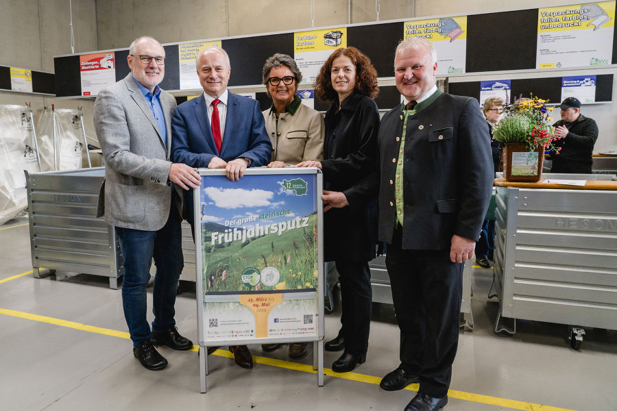 Organisatoren Frühjahrsputz: ORF Dir. Gerald Koch, LR Johann Seitinger, WKO Obfrau Daniela Müller-Mezin, Abteilung 14 Dr. Ingrid Winter, Obmann der steir. Abfallwirtschaftsverbände Dachverband Bgm. Wolfgang Neubauer