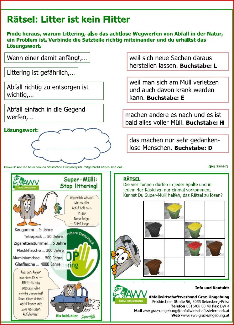 Rätselblatt: Litter ist kein Flitter