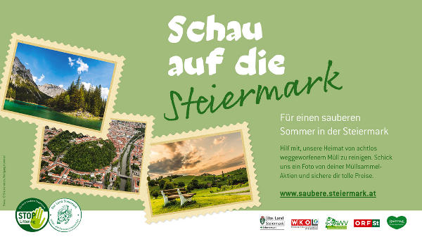 In der ganzen Steiermark wird die Aktion "Schau auf die Steiermark" beworben. In der ganzen Steiermark wird die Aktion "Schau auf die Steiermark" beworben.