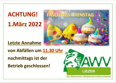 Öffnungszeiten Faschingsdienstag