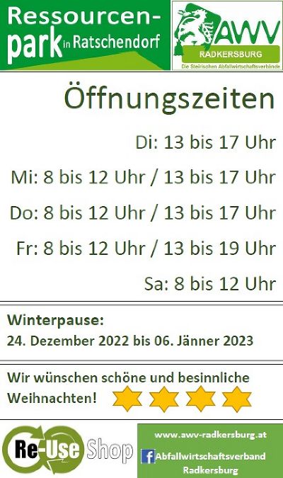 Winterpause: 24.12.2022 bis 06.01.2023