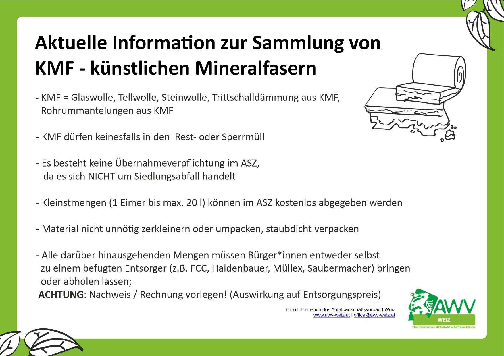 KMF - die richtige Entsorgung von künstlichen Mineralfasern