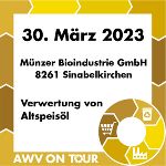 Am 30.März 2023 findet in der Münzer Bioindustrie GmbH die Vorführung "Verwertung von Altspeiseöl" statt.