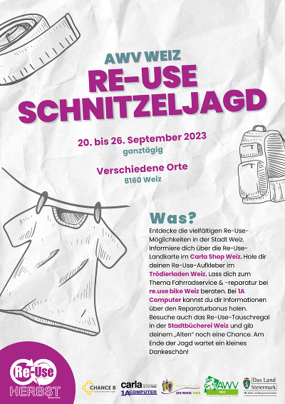 Flyer zur Re-Use-Schnitzeljagd in Weiz