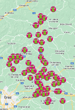 Landkarte mit allen Altkleidercontainer Standorten im Bezirk Weiz