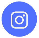 Ein Fotoapparat in einem blauen Kreis. Das Icon von Instagram.
