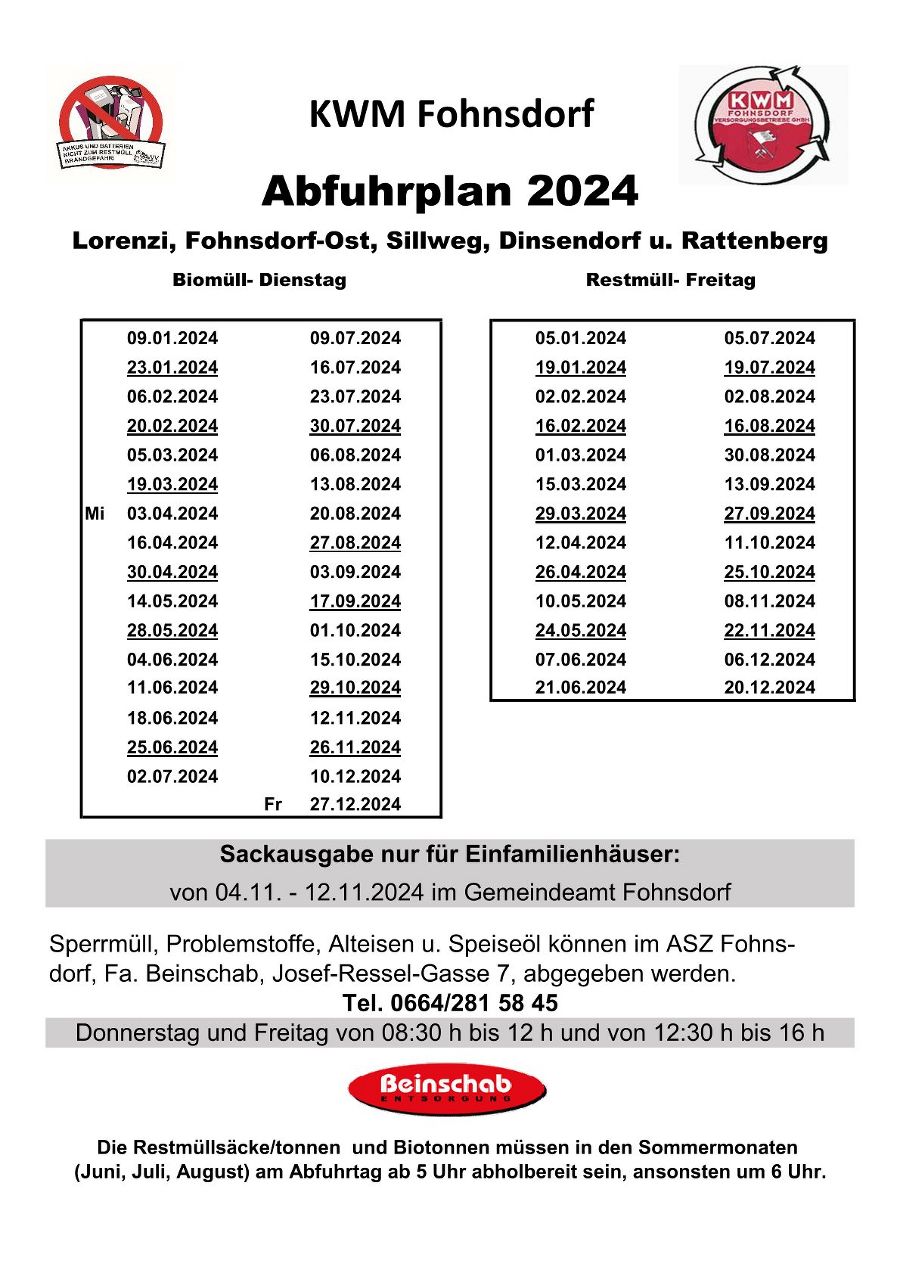 Abfuhrtermine 2024 - Kommunale Abfallwirtschaft Land Steiermark