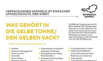 Trennliste für den Gelben Sack oder die Gelbe Tonne