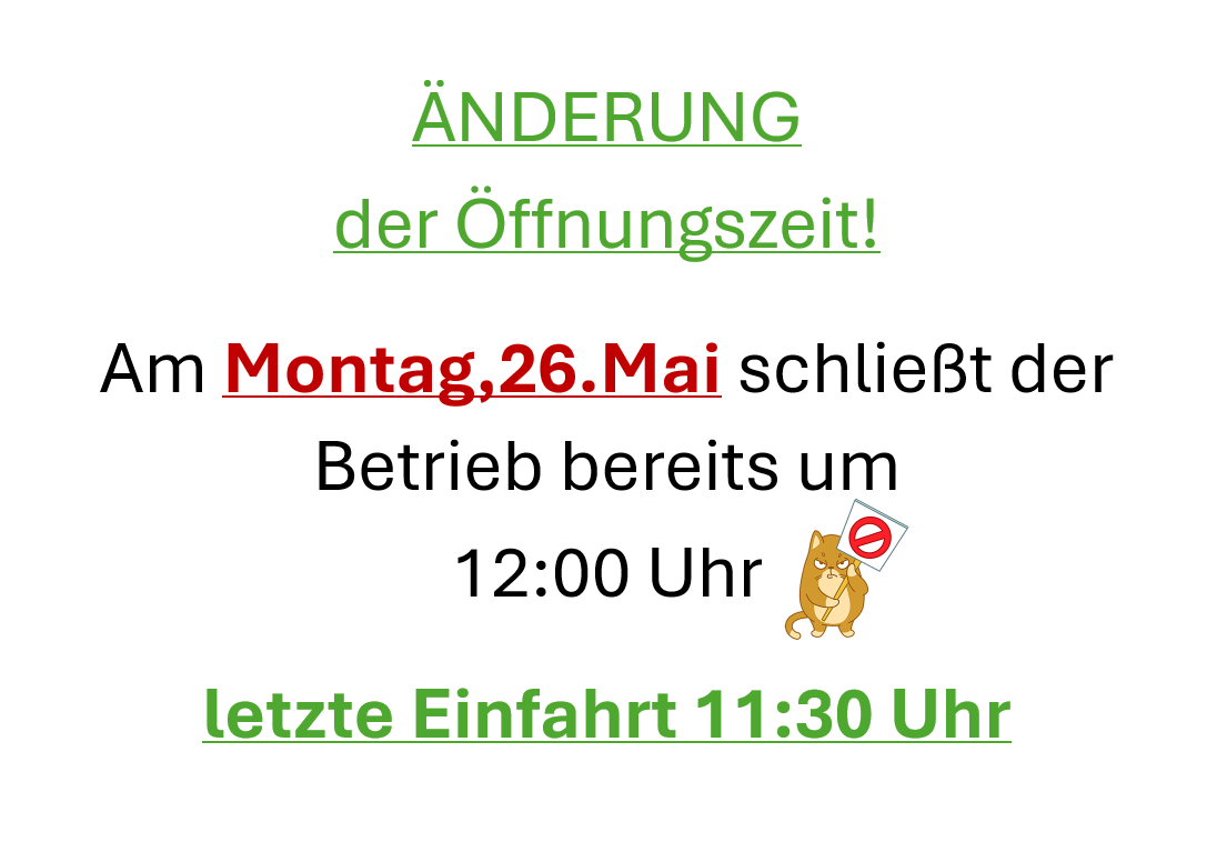 Änderung der Öffnungszeit
